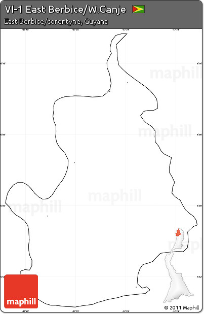 Blank Simple Map of VI-1 East Berbice/W.Canje, cropped outside, no labels