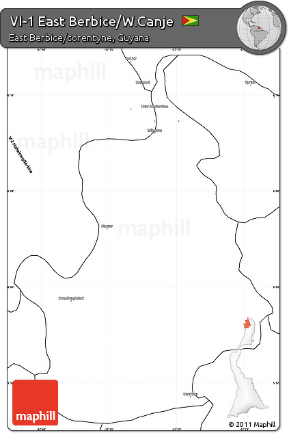 Blank Simple Map of VI-1 East Berbice/W.Canje