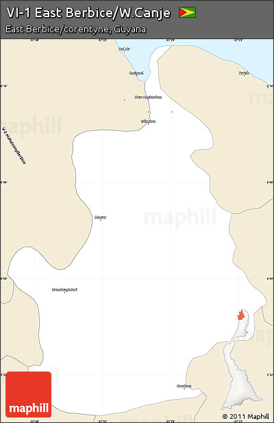 Classic Style Simple Map of VI-1 East Berbice/W.Canje