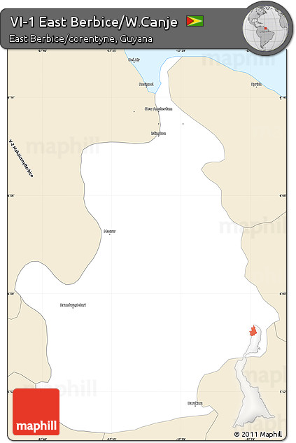 Classic Style Simple Map of VI-1 East Berbice/W.Canje