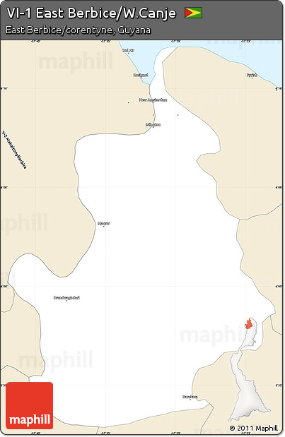 Classic Style Simple Map of VI-1 East Berbice/W.Canje