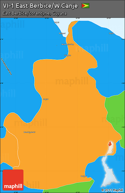 Political Simple Map of VI-1 East Berbice/W.Canje