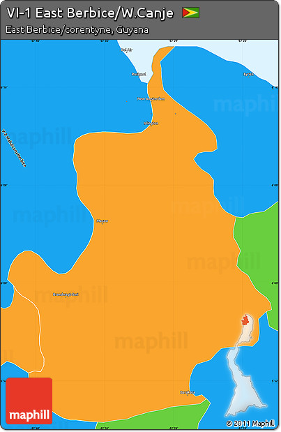 Political Simple Map of VI-1 East Berbice/W.Canje