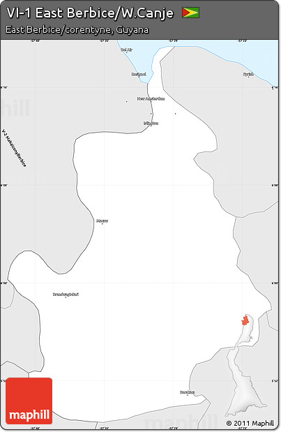 Silver Style Simple Map of VI-1 East Berbice/W.Canje