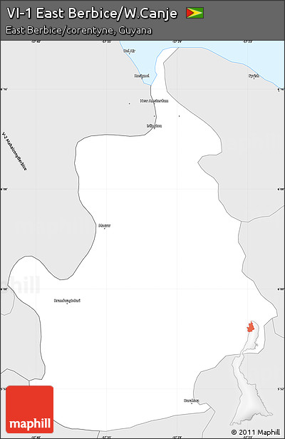 Silver Style Simple Map of VI-1 East Berbice/W.Canje
