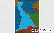 Political 3D Map of VI-7 Upper Corentyne, darken