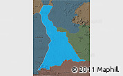 Political 3D Map of VI-7 Upper Corentyne, darken, semi-desaturated