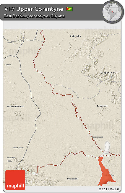 Shaded Relief 3D Map of VI-7 Upper Corentyne