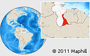 Shaded Relief Location Map of VI-7 Upper Corentyne, highlighted country