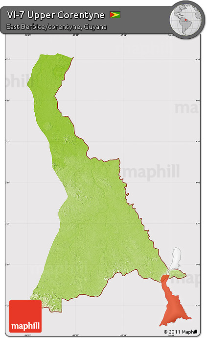 Physical Map of VI-7 Upper Corentyne, cropped outside