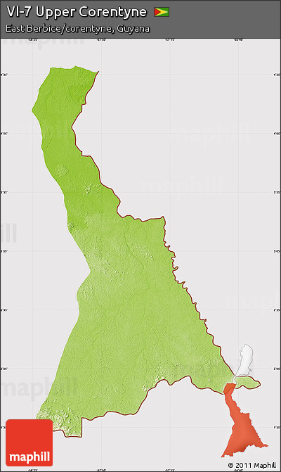 Physical Map of VI-7 Upper Corentyne, cropped outside