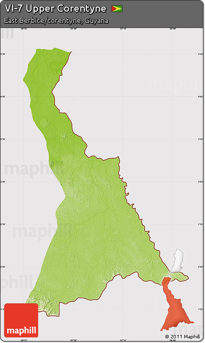 Physical Map of VI-7 Upper Corentyne, cropped outside