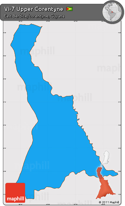 Political Simple Map of VI-7 Upper Corentyne, cropped outside