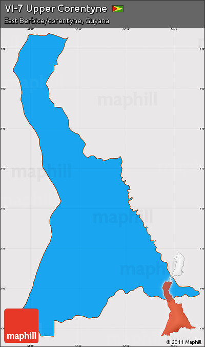 Political Simple Map of VI-7 Upper Corentyne, cropped outside