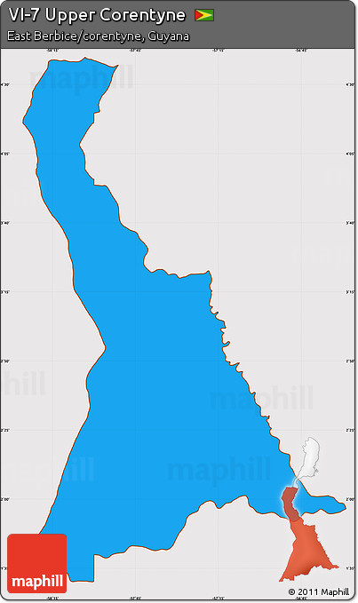 Political Simple Map of VI-7 Upper Corentyne, cropped outside
