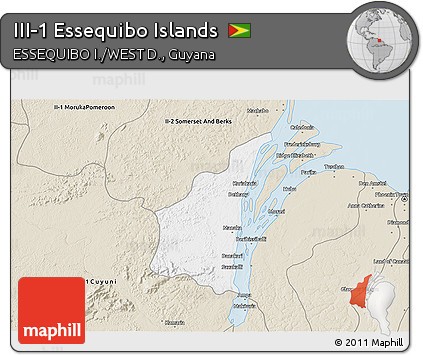 Classic Style 3D Map of III-1 Essequibo Islands