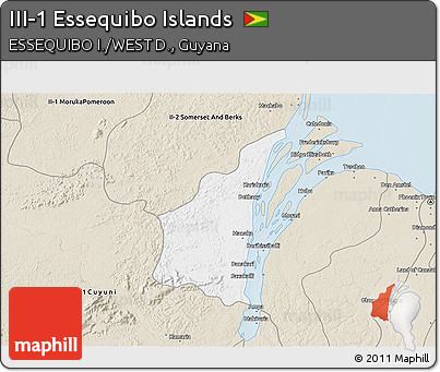 Classic Style 3D Map of III-1 Essequibo Islands