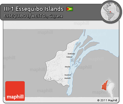 Gray 3D Map of III-1 Essequibo Islands, single color outside