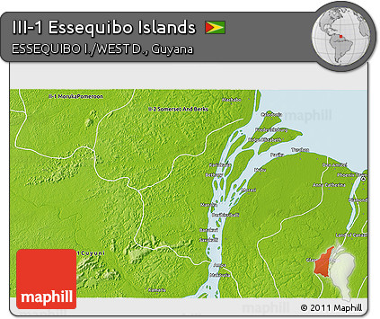 Physical 3D Map of III-1 Essequibo Islands