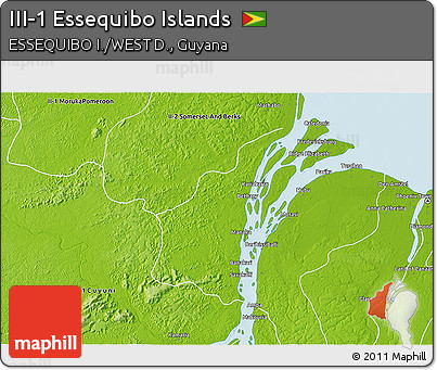 Physical 3D Map of III-1 Essequibo Islands