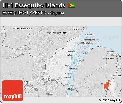 Silver Style 3D Map of III-1 Essequibo Islands