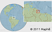 Savanna Style Location Map of III-1 Essequibo Islands, highlighted parent region, hill shading