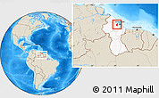 Shaded Relief Location Map of III-1 Essequibo Islands, highlighted country, within the entire country