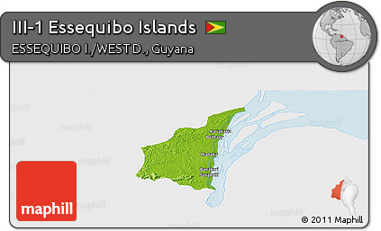 Physical Panoramic Map of III-1 Essequibo Islands, single color outside