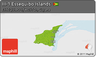 Physical Panoramic Map of III-1 Essequibo Islands, single color outside