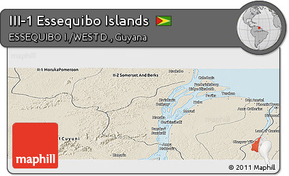Shaded Relief Panoramic Map of III-1 Essequibo Islands