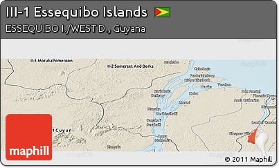 Shaded Relief Panoramic Map of III-1 Essequibo Islands