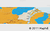Shaded Relief Panoramic Map of III-1 Essequibo Islands, political outside