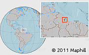 Gray Location Map of III-3 Lower West Demerara, hill shading