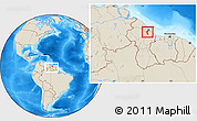 Shaded Relief Location Map of III-3 Lower West Demerara, within the entire country