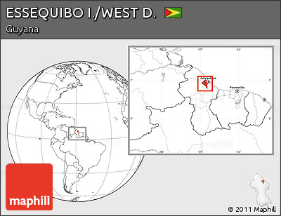 Blank Location Map of ESSEQUIBO I./WEST D., within the entire country