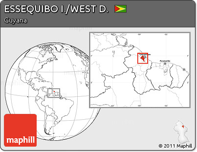 Blank Location Map of ESSEQUIBO I./WEST D., within the entire country