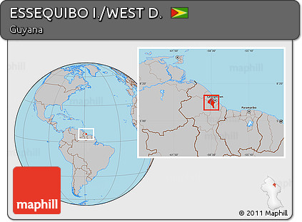 Gray Location Map of ESSEQUIBO I./WEST D.