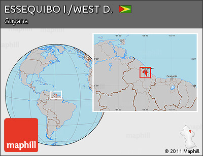 Gray Location Map of ESSEQUIBO I./WEST D.