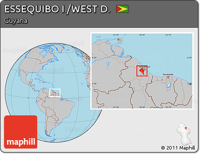 Gray Location Map of ESSEQUIBO I./WEST D.