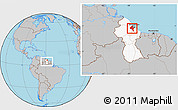 Gray Location Map of ESSEQUIBO I./WEST D., highlighted country, within the entire country