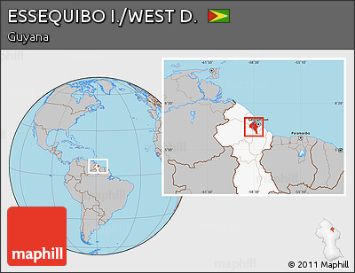 Gray Location Map of ESSEQUIBO I./WEST D., highlighted country