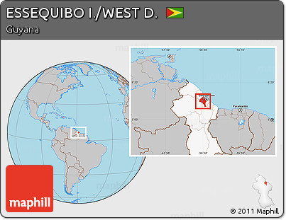 Gray Location Map of ESSEQUIBO I./WEST D., highlighted country