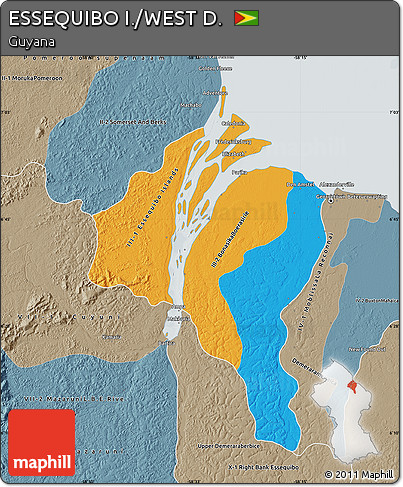 Political Map of ESSEQUIBO I./WEST D., semi-desaturated