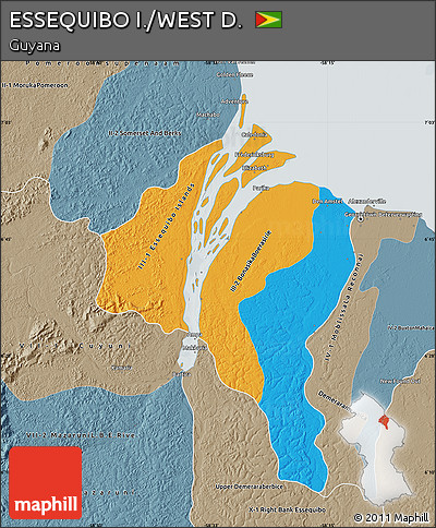 Political Map of ESSEQUIBO I./WEST D., semi-desaturated