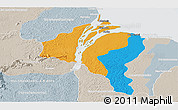 Political Panoramic Map of ESSEQUIBO I./WEST D., lighten, semi-desaturated
