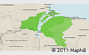 Political Shades Panoramic Map of ESSEQUIBO I./WEST D., shaded relief outside