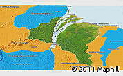 Satellite Panoramic Map of ESSEQUIBO I./WEST D., political outside
