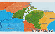 Satellite Panoramic Map of ESSEQUIBO I./WEST D., political shades outside
