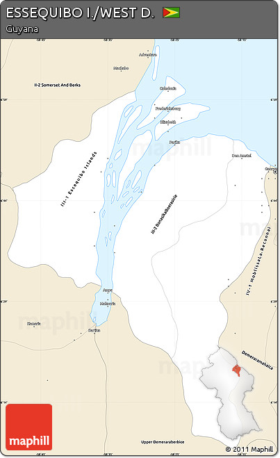 Classic Style Simple Map of ESSEQUIBO I./WEST D.