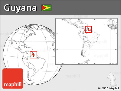 Blank Location Map of Guyana, within the entire continent